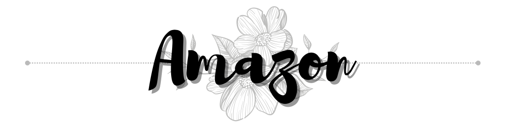 Pequeño banner con una flor dibujada de fondo, en el centro leemos "Amazon" con tipografía que simula la escritura a mano